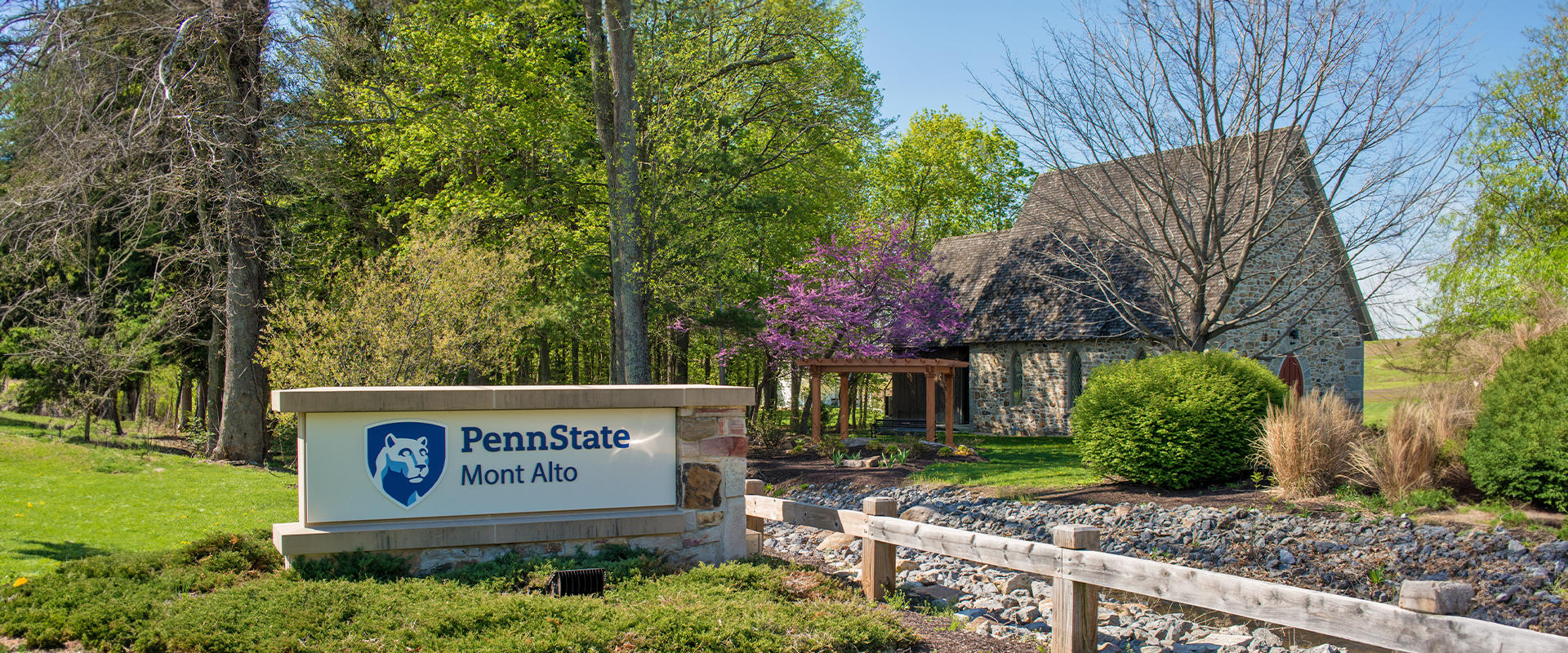Welcome sign at the entrance of Penn State Mont Alto