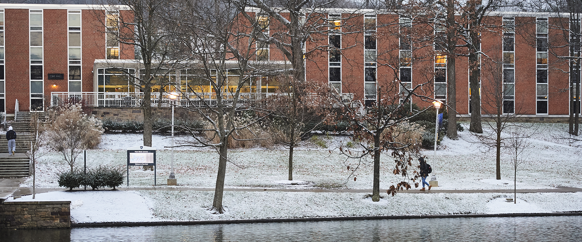photo of Oak Hall exterior in winter